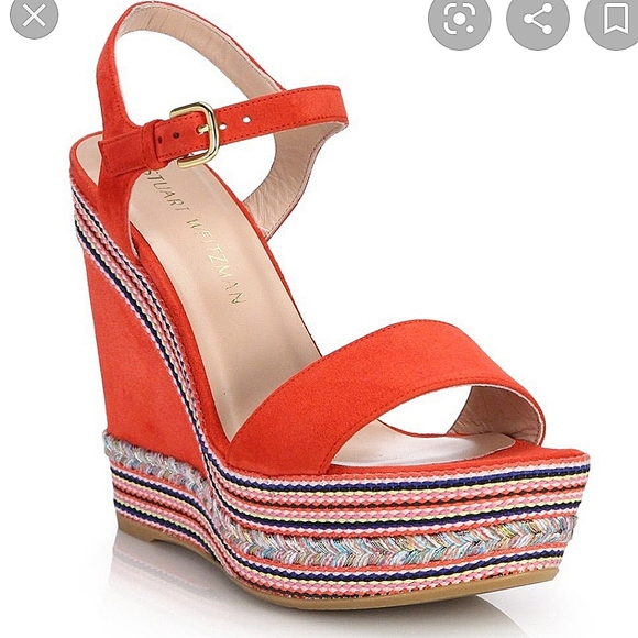 Stuart Weitzman Suede Wedge Sandals w/ dus…